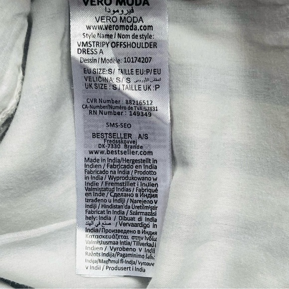 VERO Modo mini dress off the shoulder vertical stripe lined straight size s - Picture 13 of 15